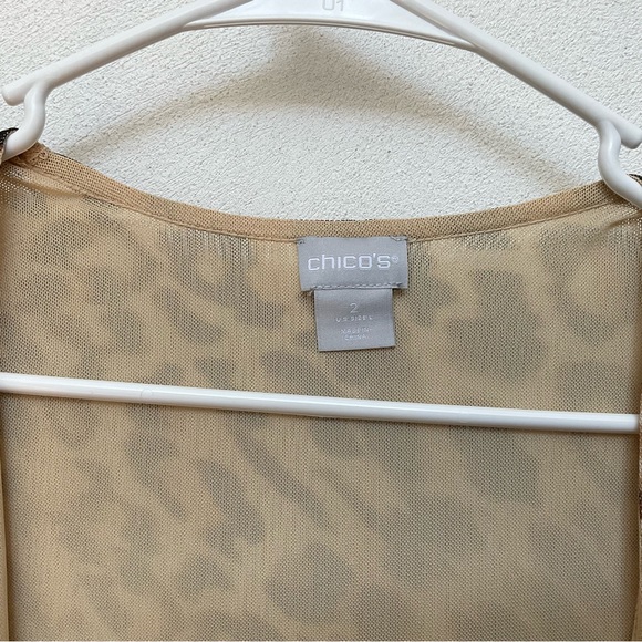 Chico's Lightweight Leopard Print Open Front Longline Cardigan Size 2 US Size L - Picture 2 of 3